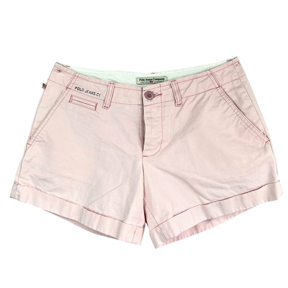 Polo Jeans Co. Ralph Lauren Pants - Polo Jeans Co Ralph Lauren Pink Chino Shorts Cuffed Button Fly Size 2
